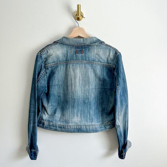 Citizen Of Humanity Snap Front Cropped Denim Jacket Blue S - Picture 2 of 6